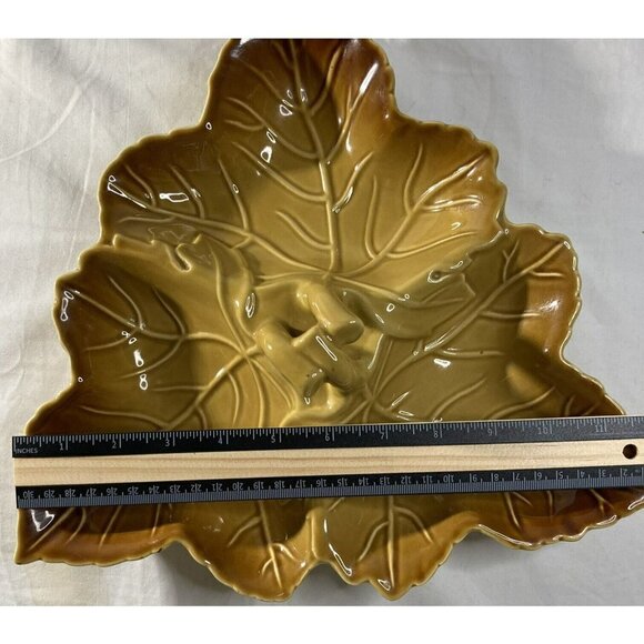 Department 56 Autumn Fall Maple Leaf Divided Serving Table Top Dish 12”X12” - Picture 7 of 9